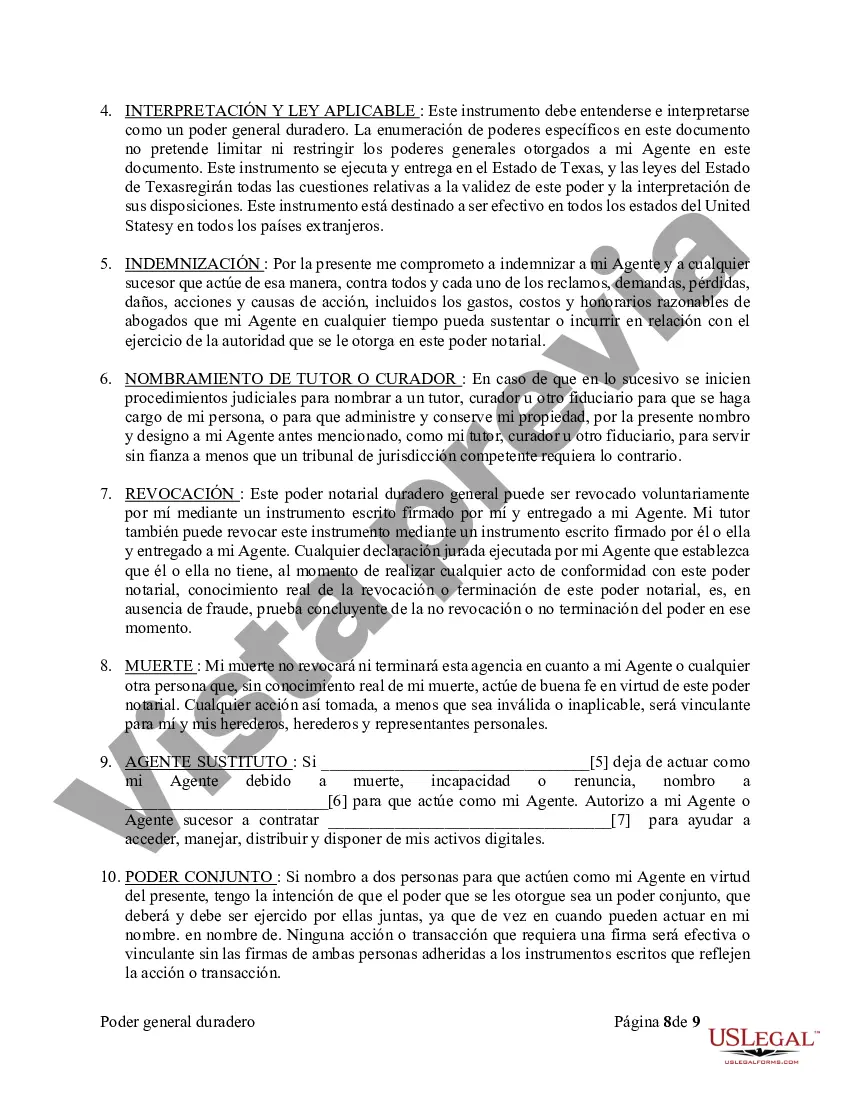 Preview Poder General Duradero para Bienes y Finanzas o Financiero Efectivo Inmediatamente