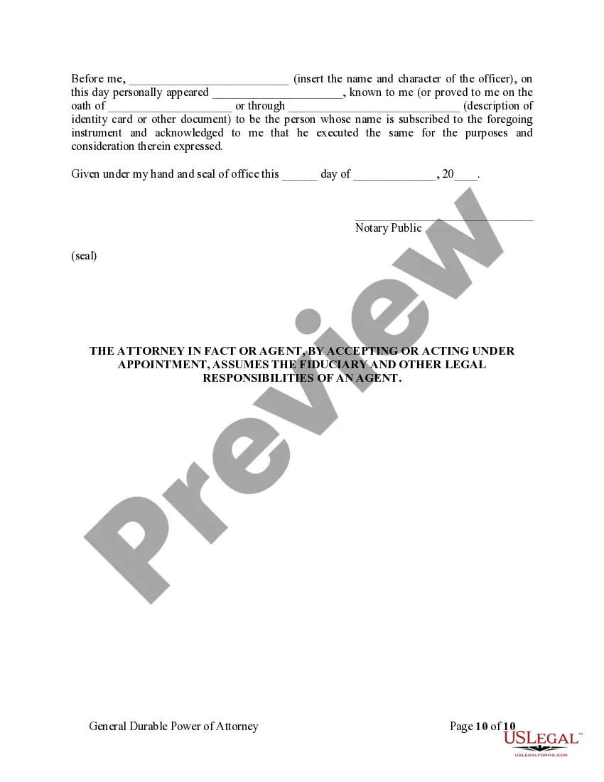 Preview General Durable Power of Attorney for Property and Finances or Financial Effective Immediately