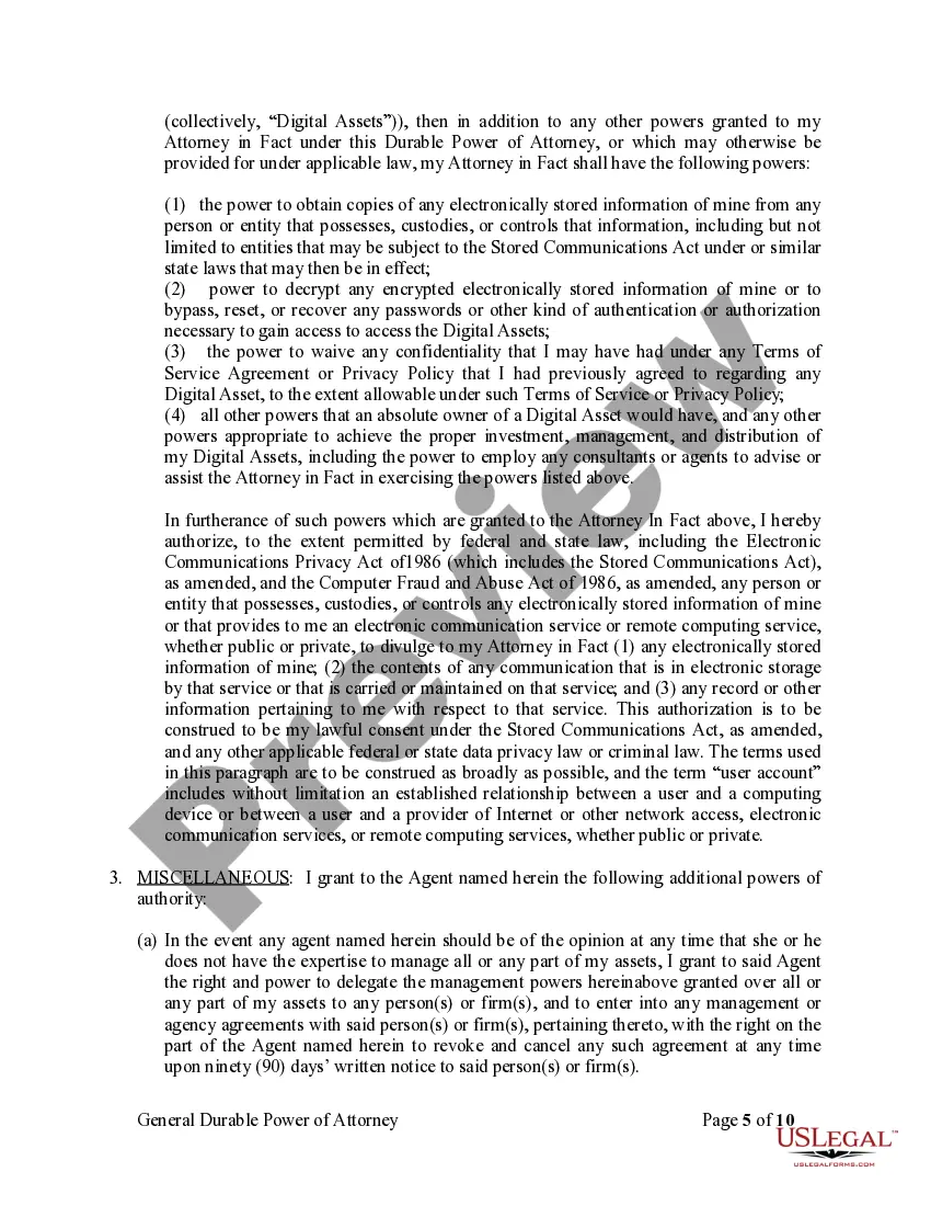 Preview General Durable Power of Attorney for Property and Finances or Financial Effective Immediately