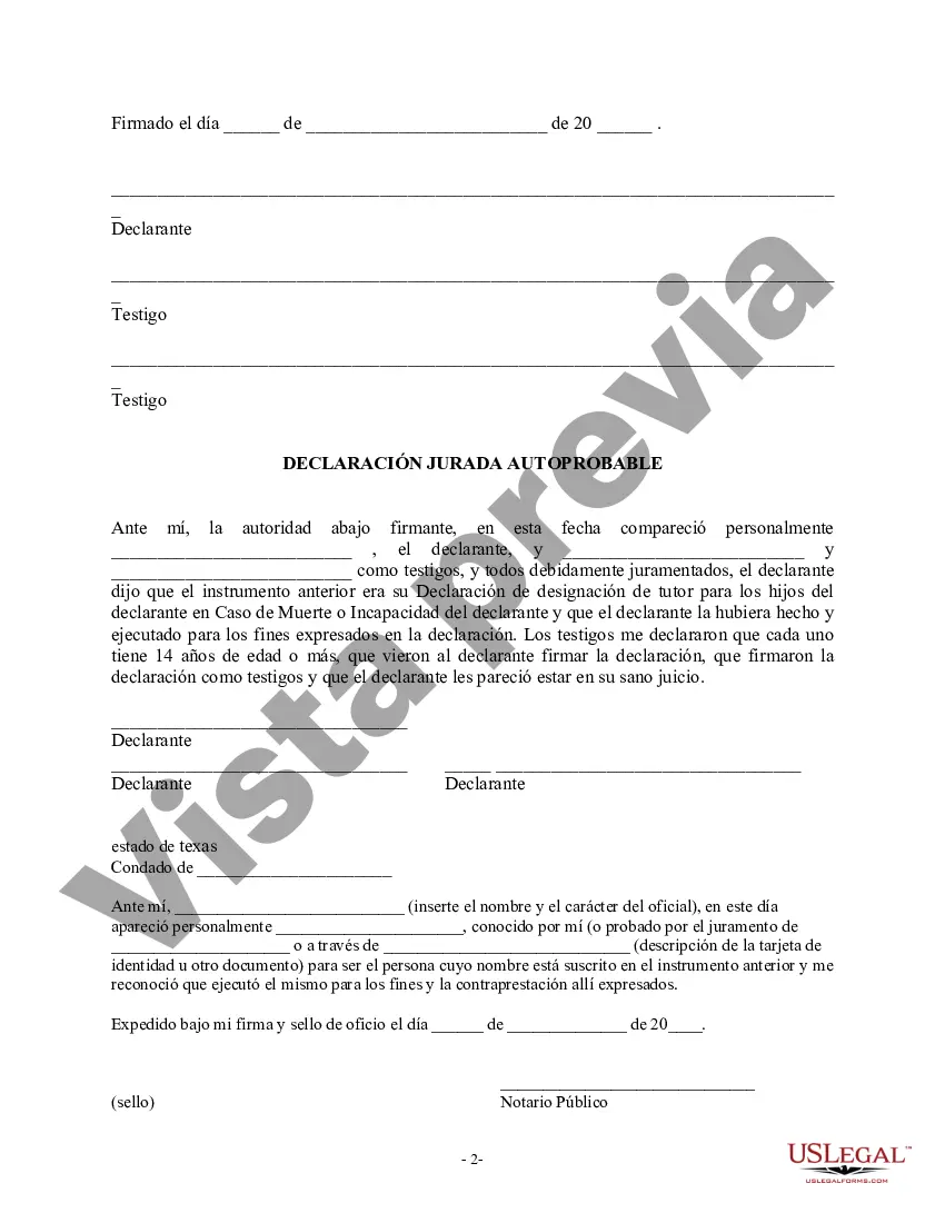 Preview Revocación de la declaración legal de designación de tutor para mi hijo en caso de mi muerte o incapacidad