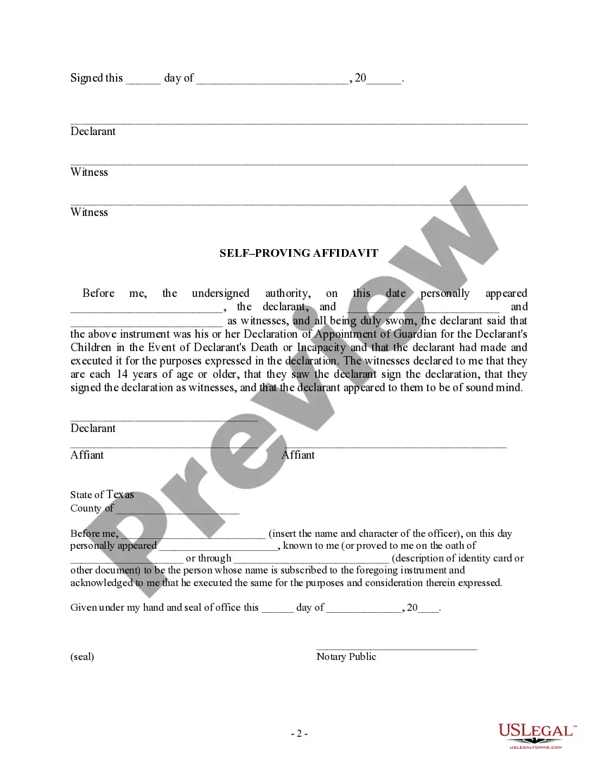 Get Revocation of Statutory Declaration of Appointment of Guardian for my Child in the Event of my Death or Incapacity Preview Revocation of Statutory Declaration of Appointment of Guardian for my Child in the Event of my Death or Incapacity