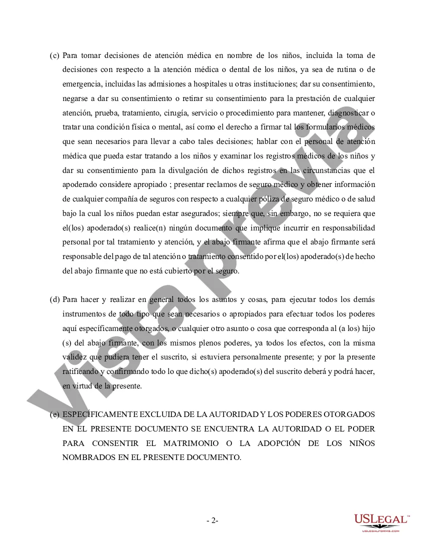 Preview Poder General para el Cuidado y Custodia del Hijo o Hijos