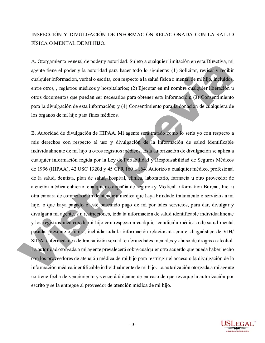 Preview Poder General para el Cuidado y Custodia del Hijo o Hijos