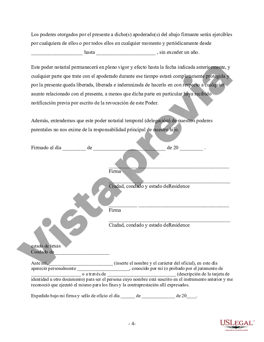 Preview Poder General para el Cuidado y Custodia del Hijo o Hijos