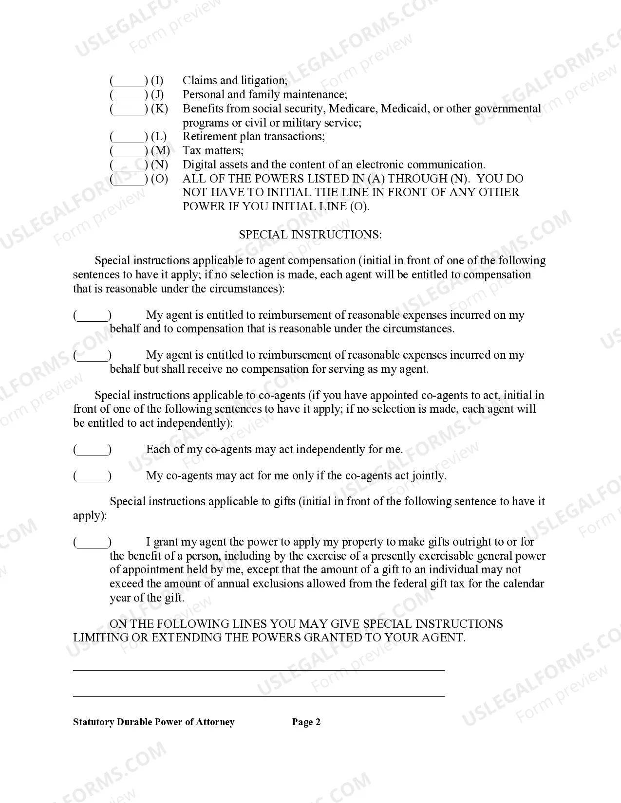 Preview Statutory General Power of Attorney with Durable Provisions