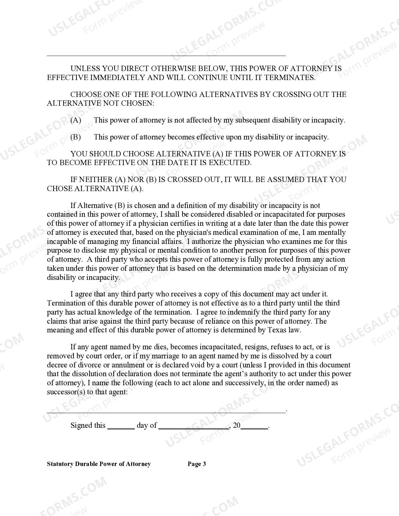 Preview Statutory General Power of Attorney with Durable Provisions