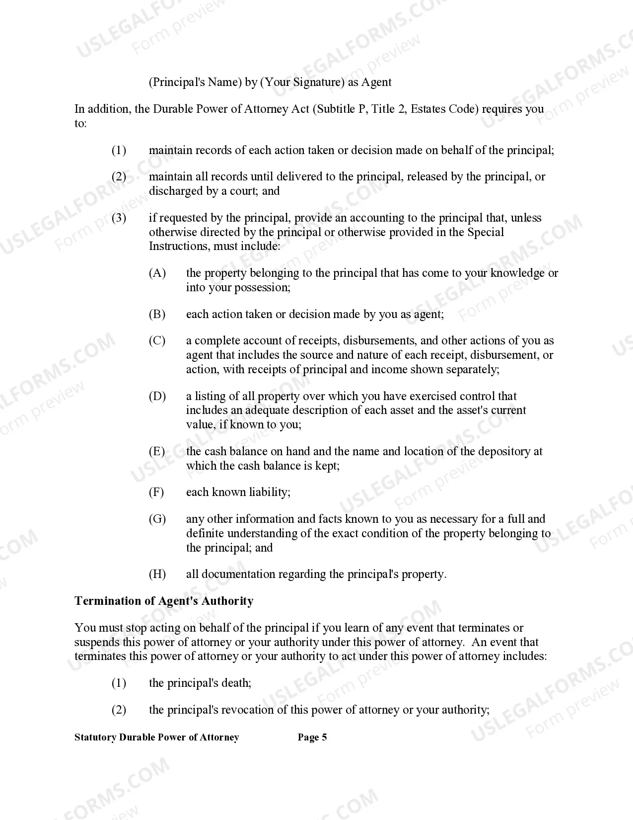 Preview Statutory General Power of Attorney with Durable Provisions