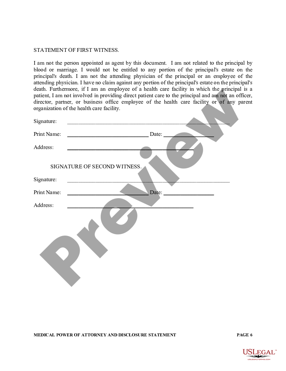 page 5 Statutory General Power of Attorney for Health Care or Medical Power of Attorney preview