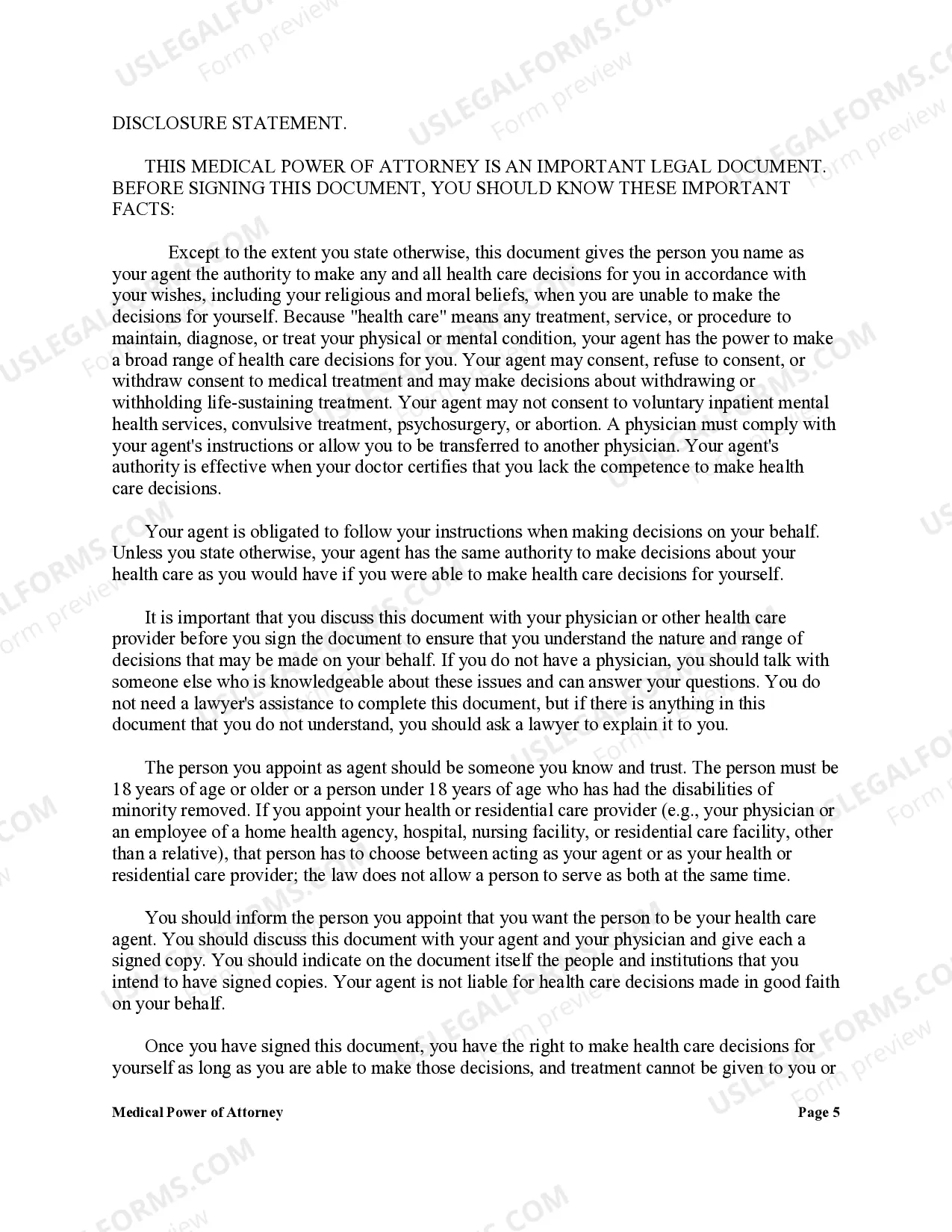 Preview Statutory General Power of Attorney for Health Care