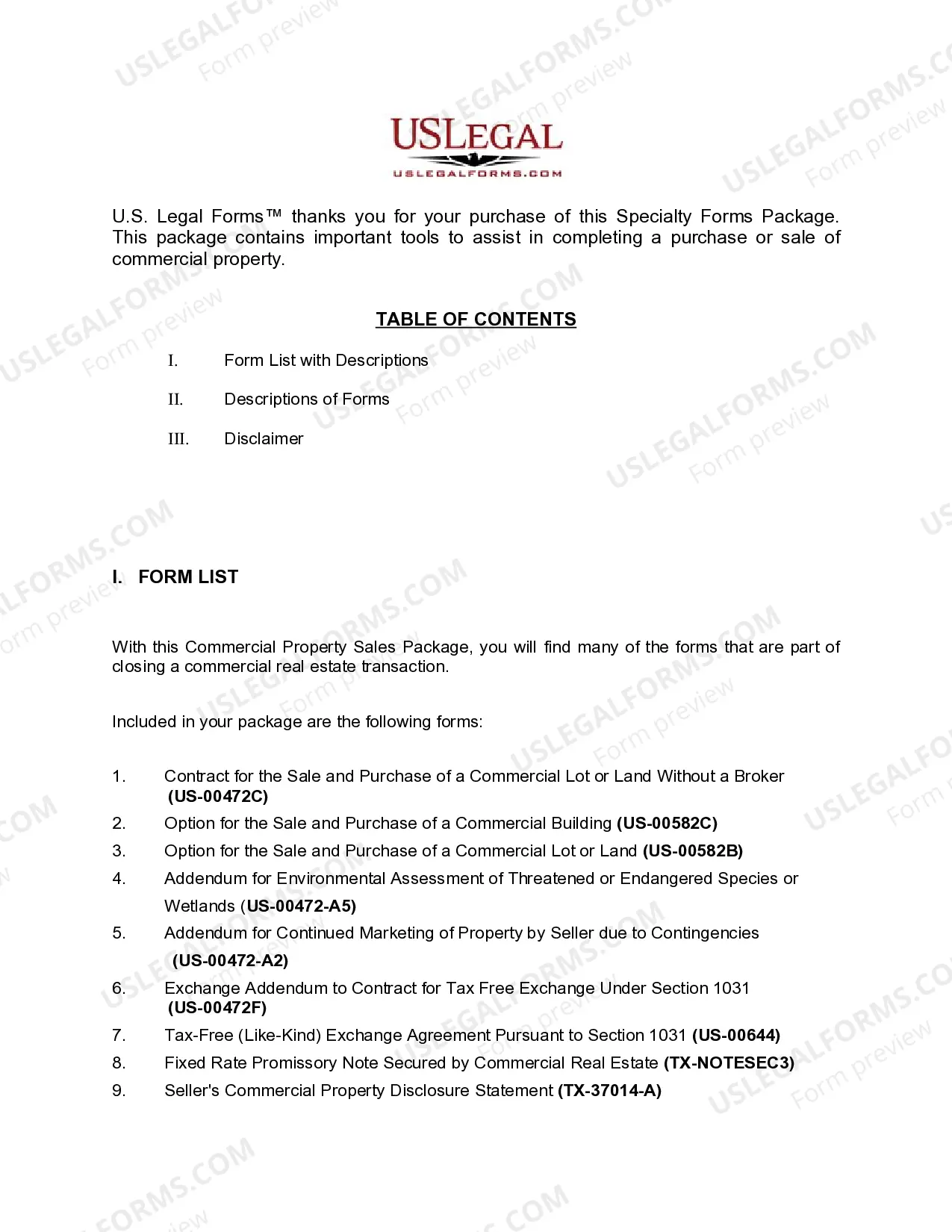 Preview Texas Commercial Property Sales Package