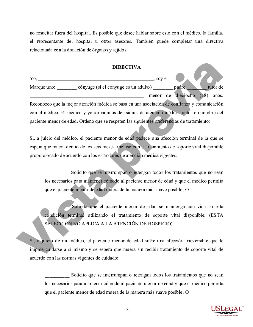 Preview Directiva para médicos en nombre de un menor