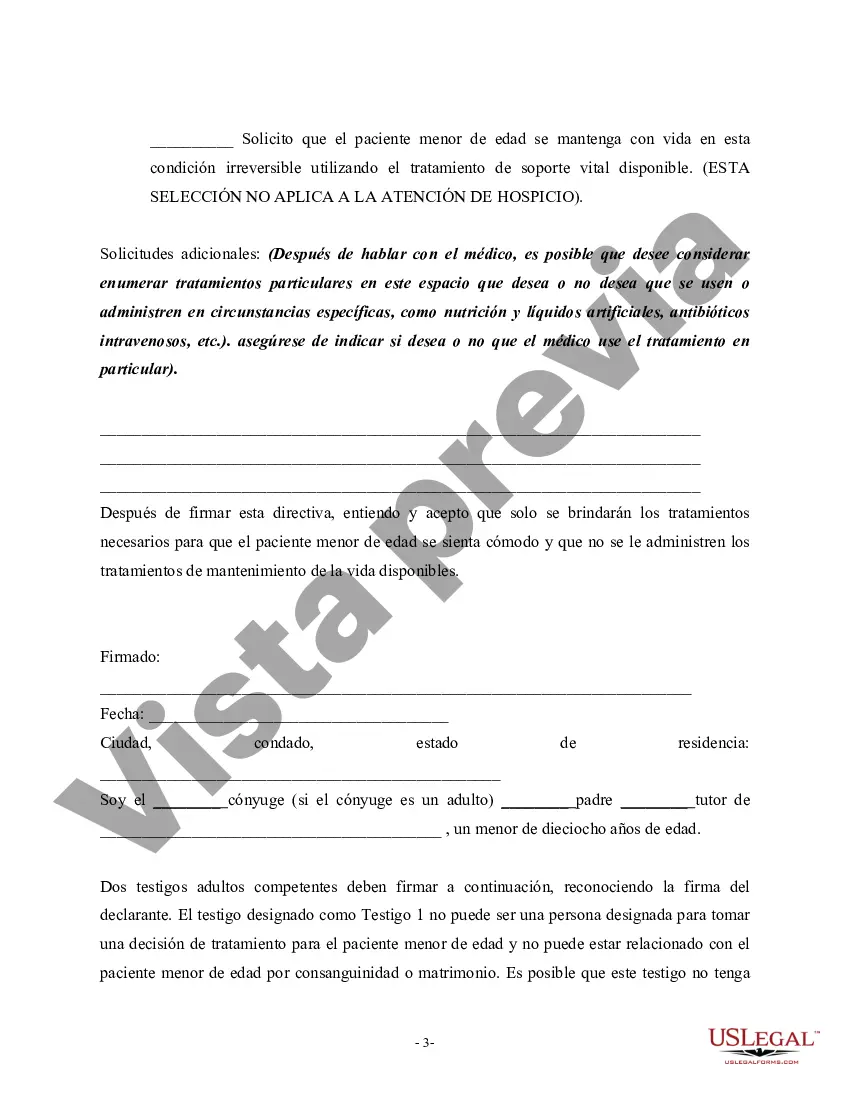 Preview Directiva para médicos en nombre de un menor