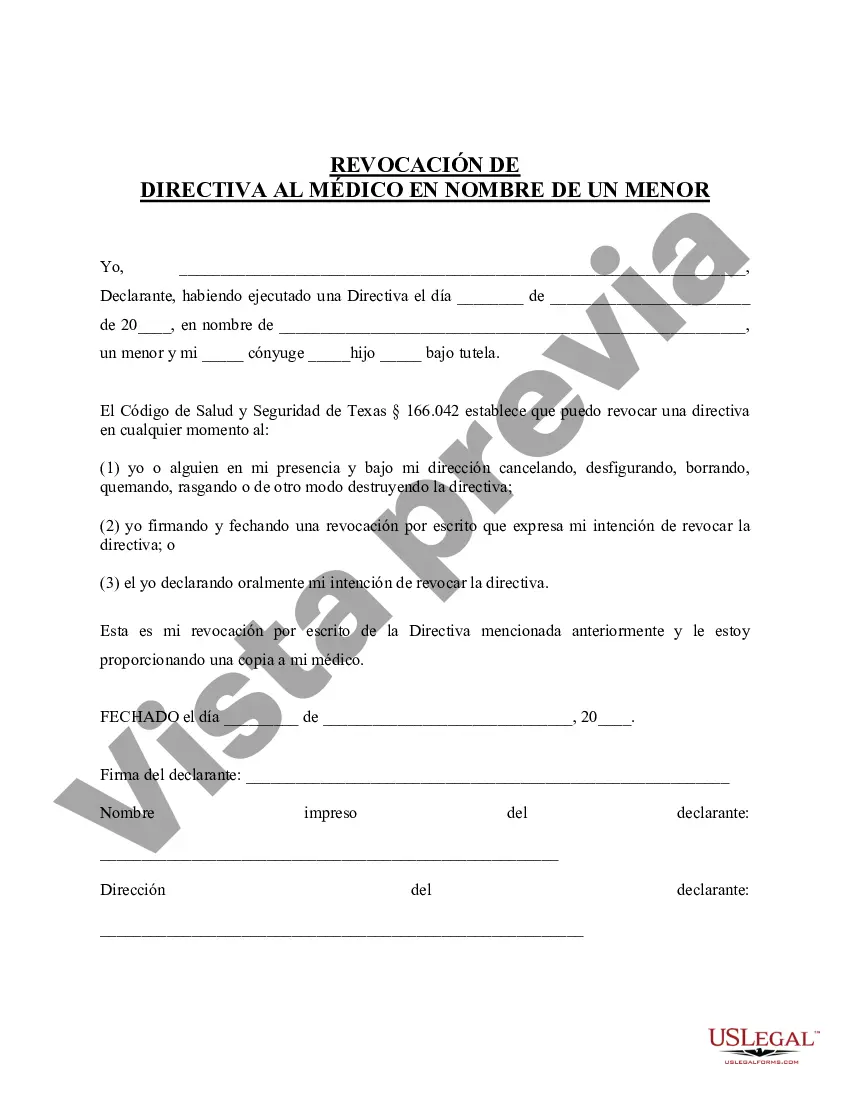 Preview Revocación de Directiva a Médicos en Nombre de un Menor