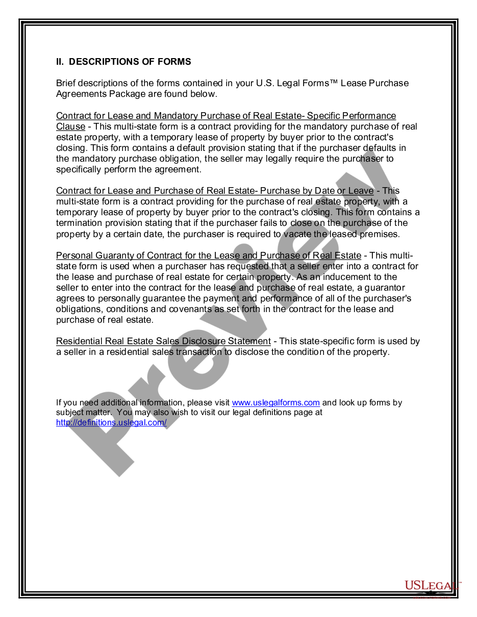 page 2 Lease Purchase Agreements Package preview