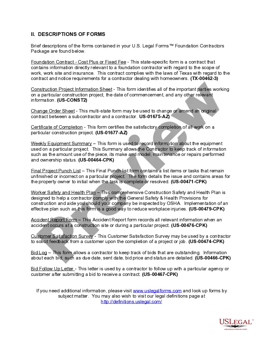 Get Texas Foundation Contractor Package Preview Texas Foundation Contractor Package