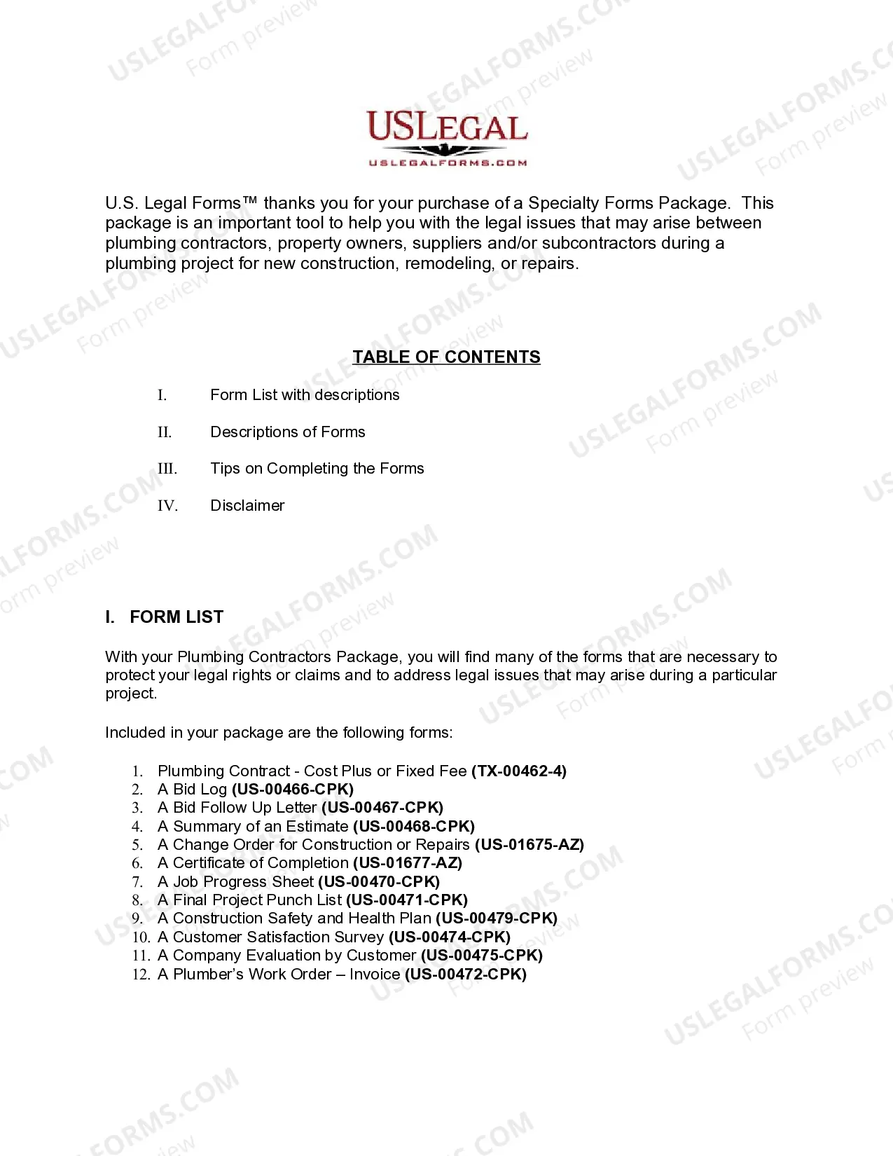 Preview Texas Plumbing Contractor Package