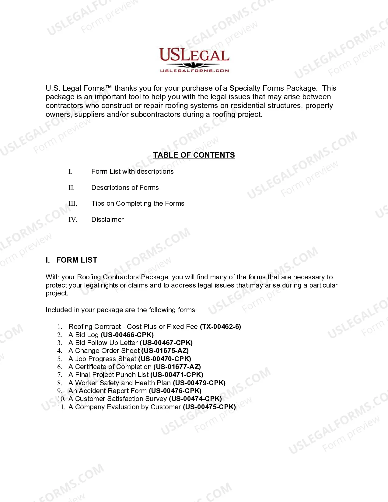 Preview Texas Roofing Contractor Package