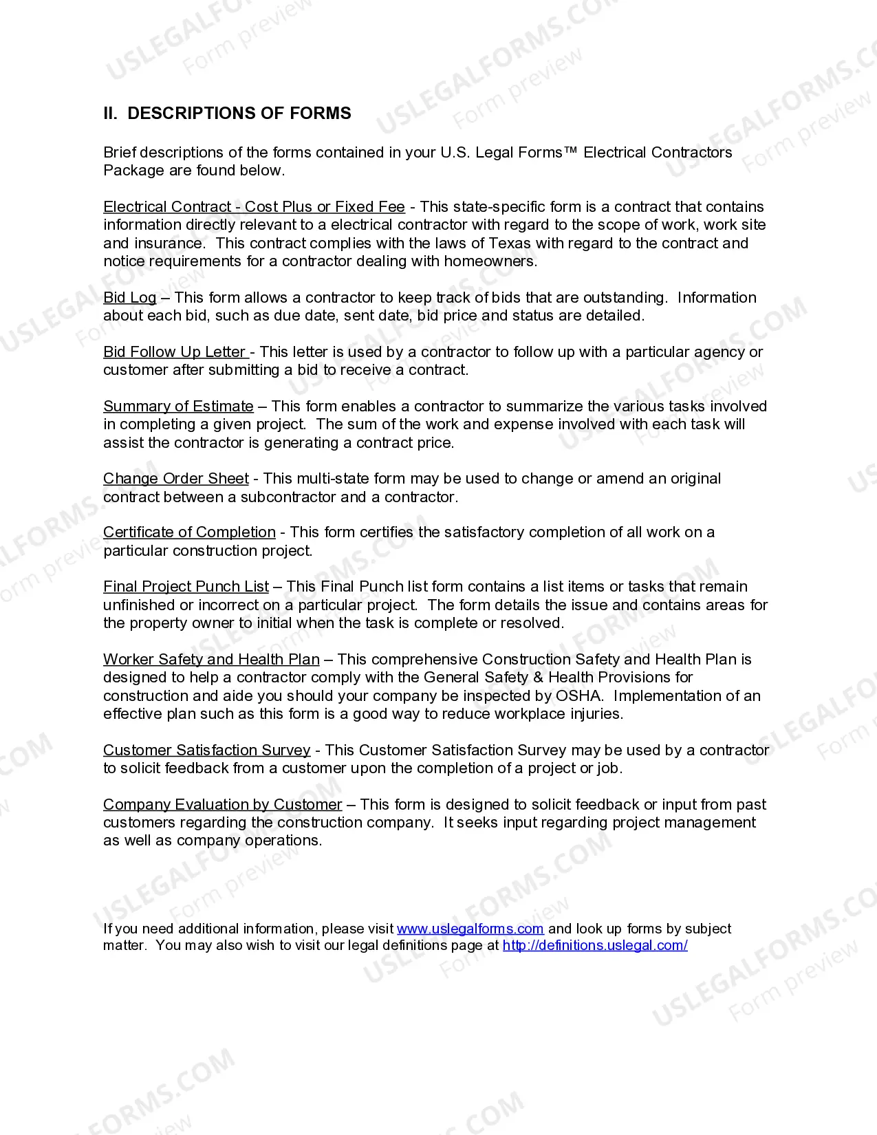 Preview Texas Electrical Contractor Package