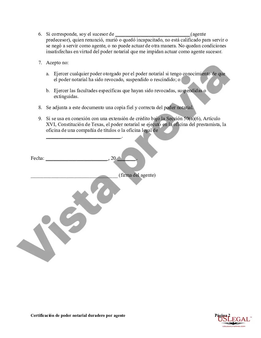 Preview Certificación de poder notarial duradero por agente