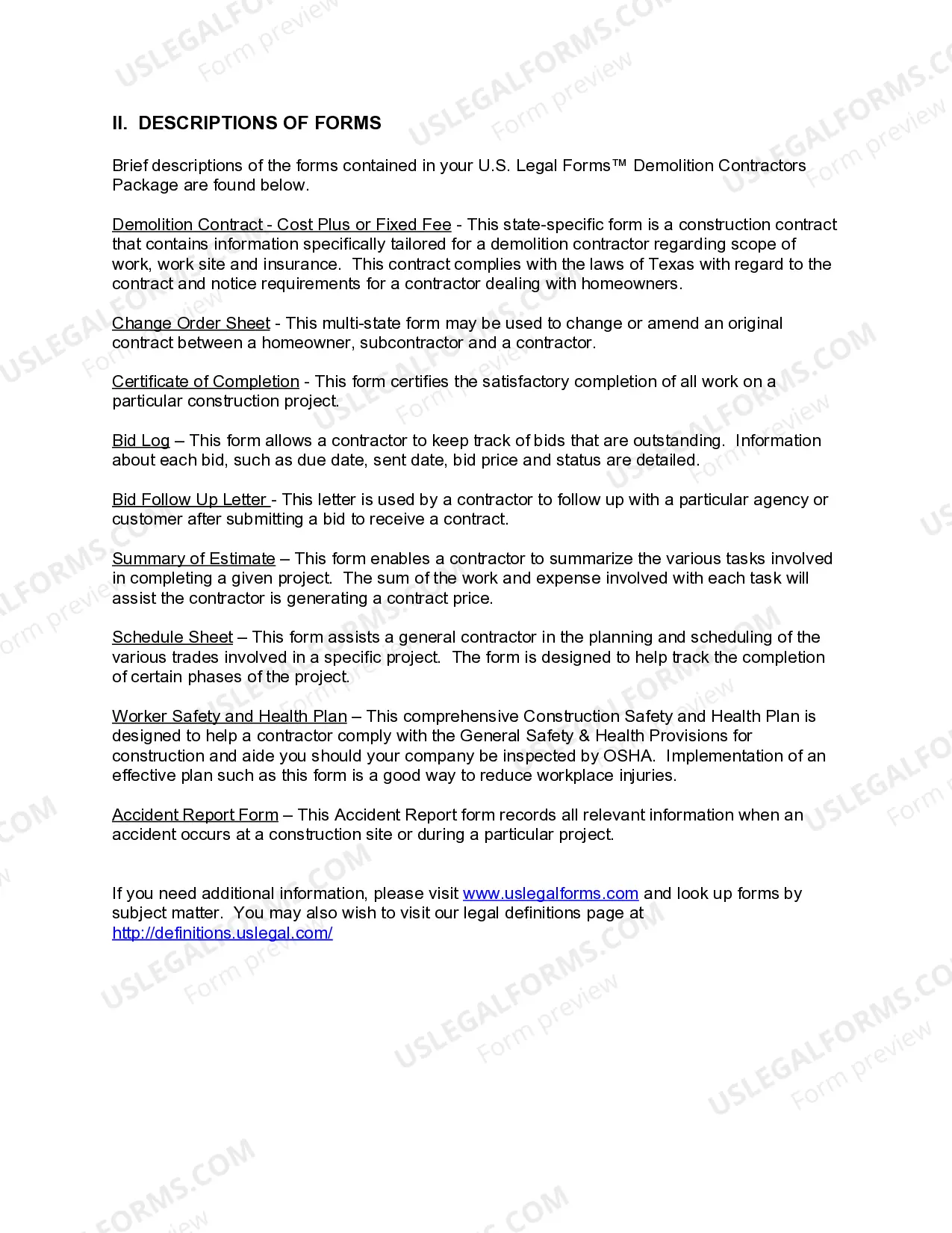 Preview Texas Demolition Contractor Package