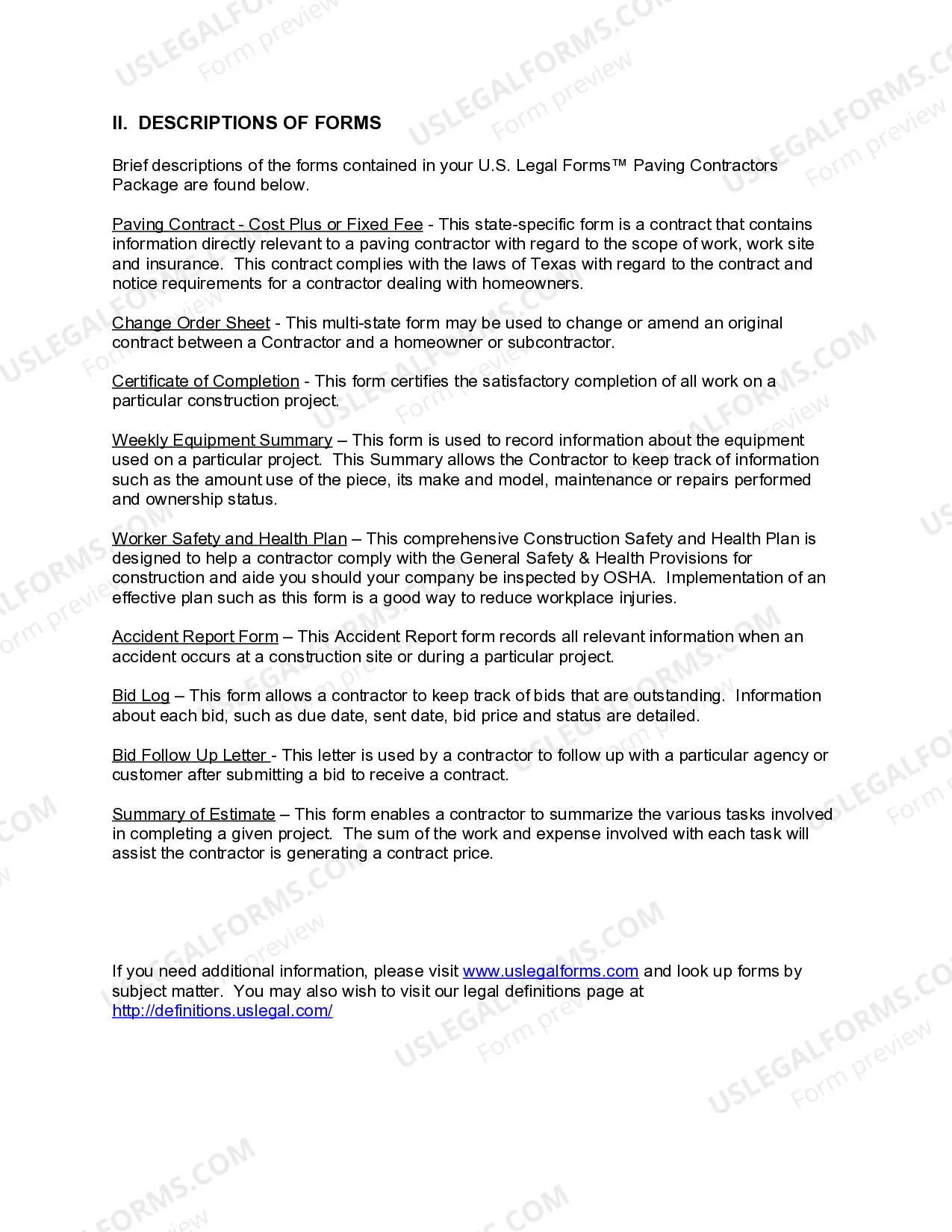 Preview Texas Paving Contractor Package