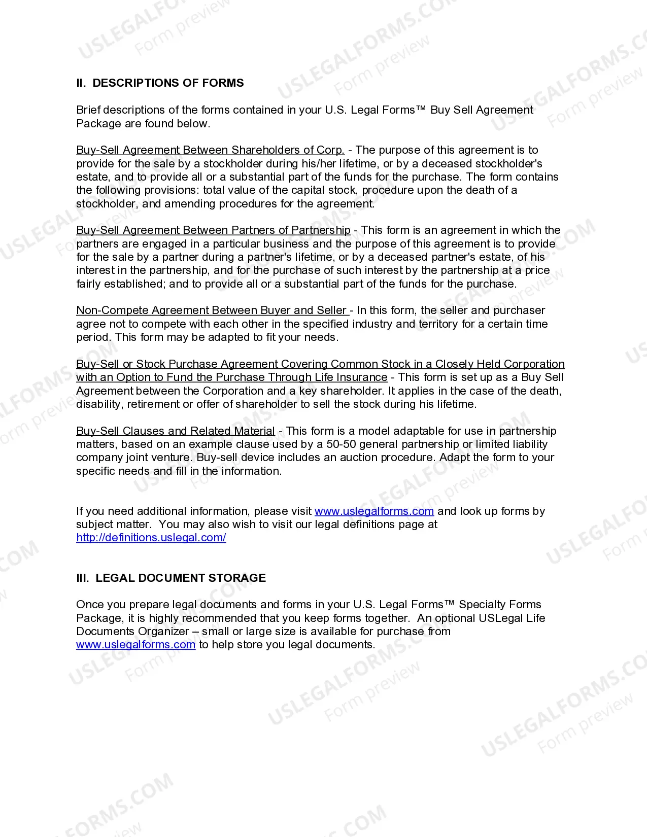 Preview Texas Buy Sell Agreement Package