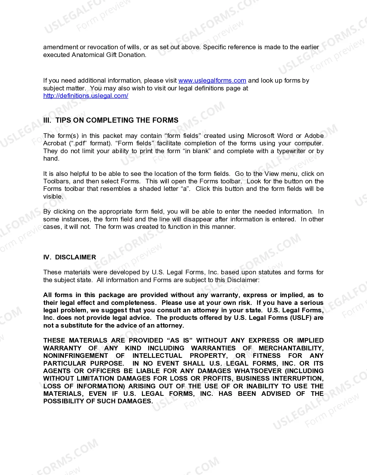 Preview Texas Living Wills and Health Care Package