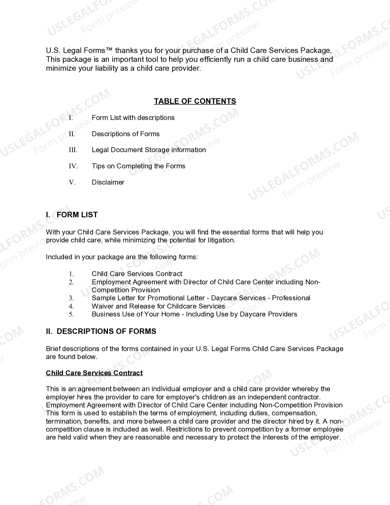 Preview Texas Child Care Services Package