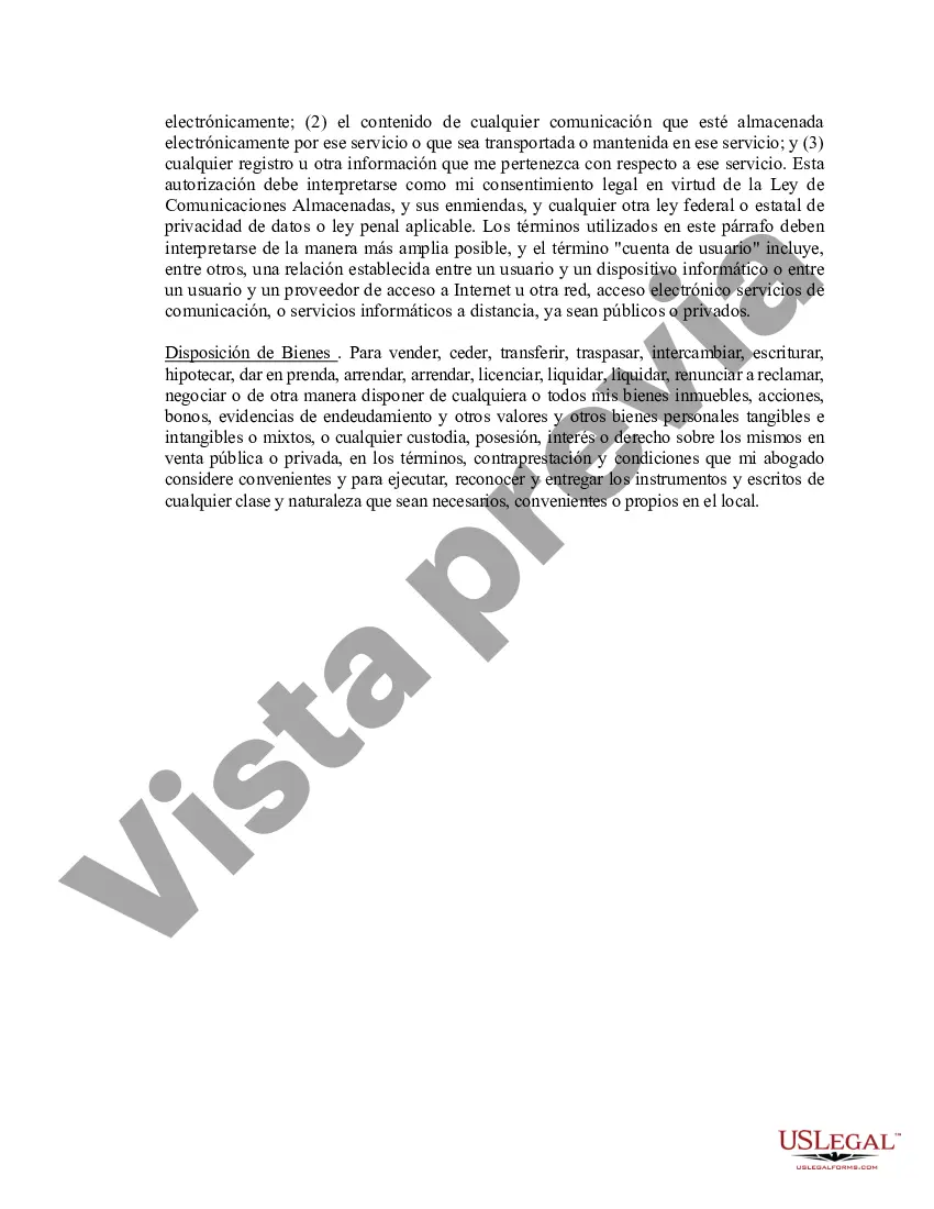 Preview Poder notarial limitado en el que se especifican poderes con ejemplos de poderes incluidos