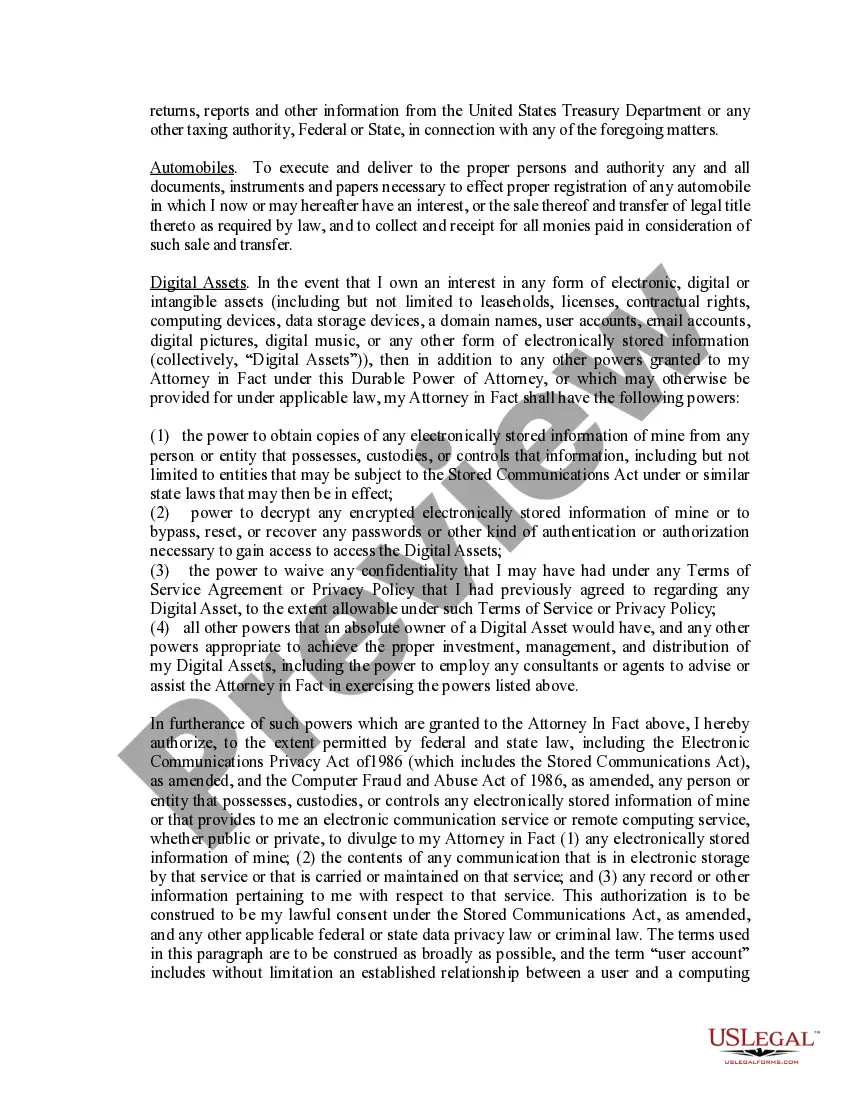 Preview Limited Power of Attorney where you Specify Powers with Sample Powers Included