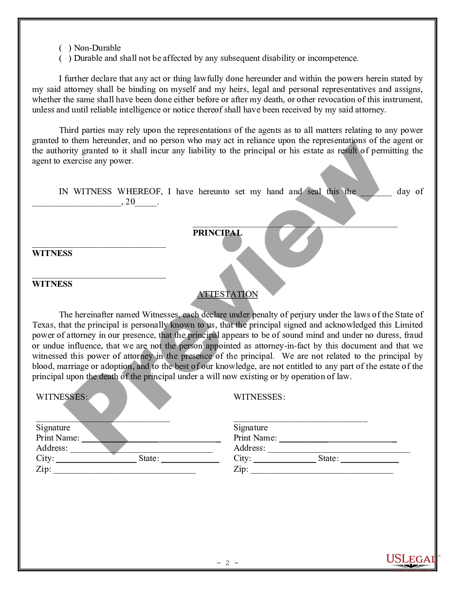 page 1 Limited Power of Attorney for Stock Transactions and Corporate Powers preview