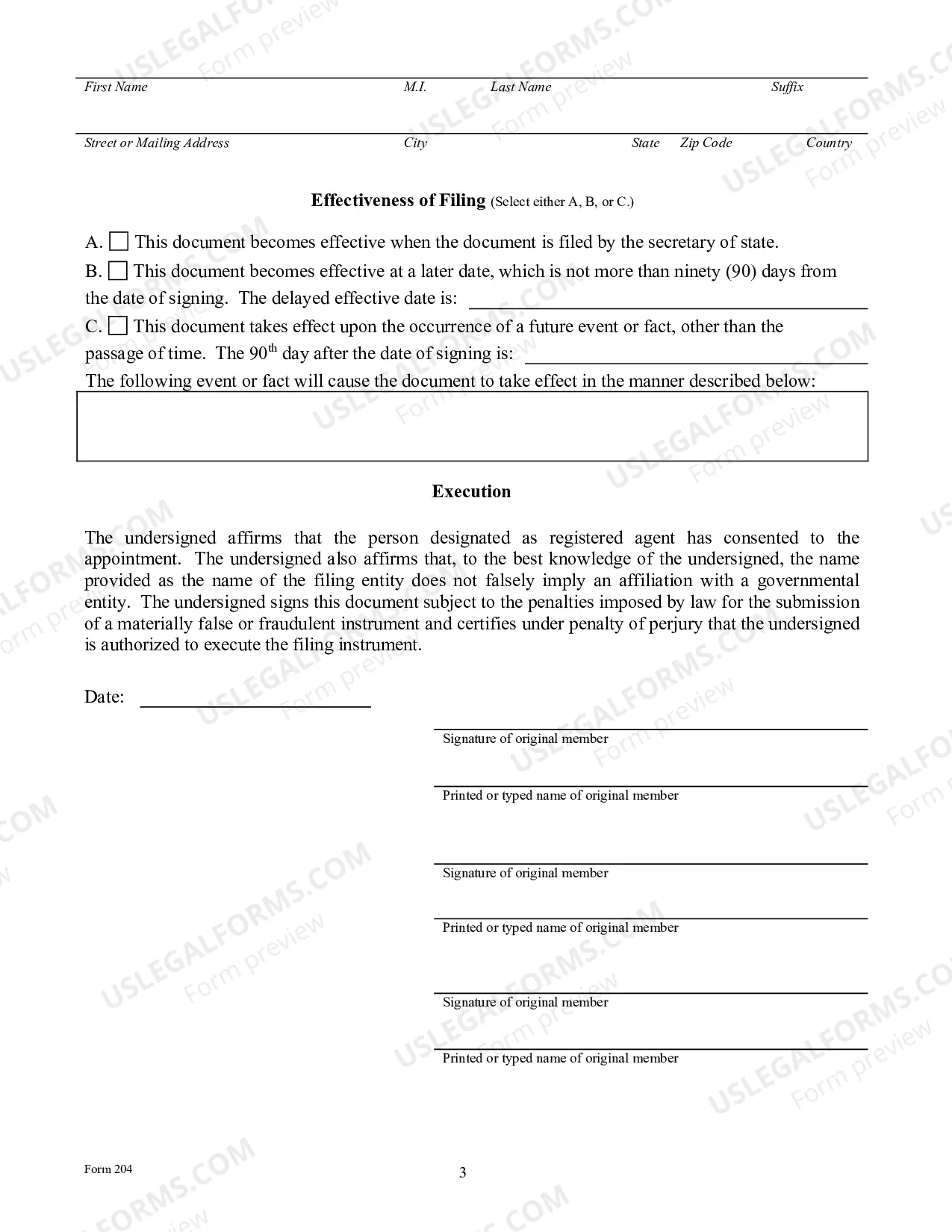 Preview Certificate of Formation-Professional Association