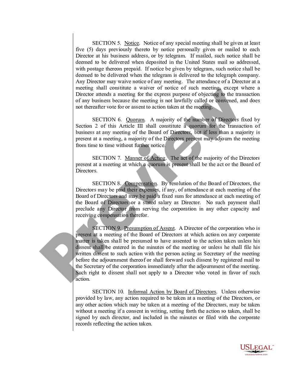 page 5 Sample Bylaws for a Texas Professional Corporation preview