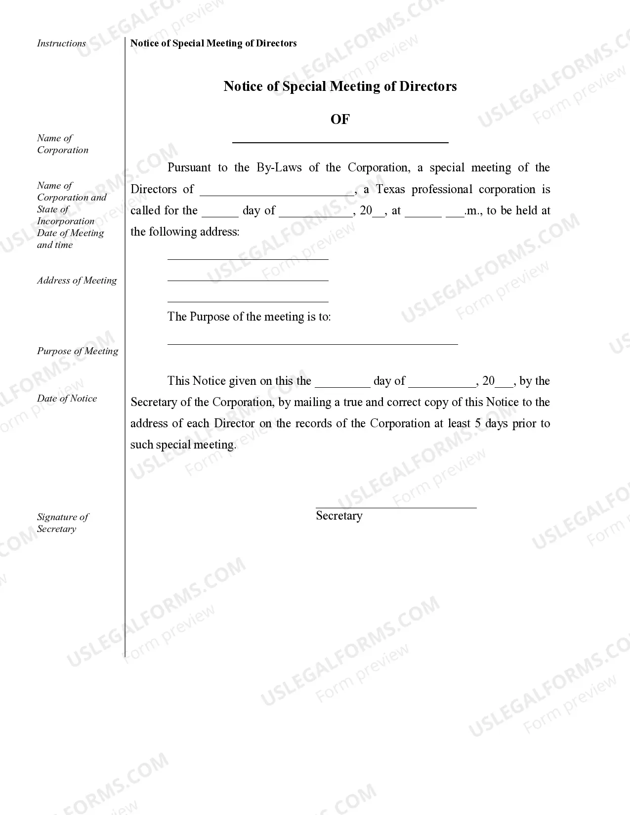 Preview Sample Corporate Records for a Texas Professional Corporation