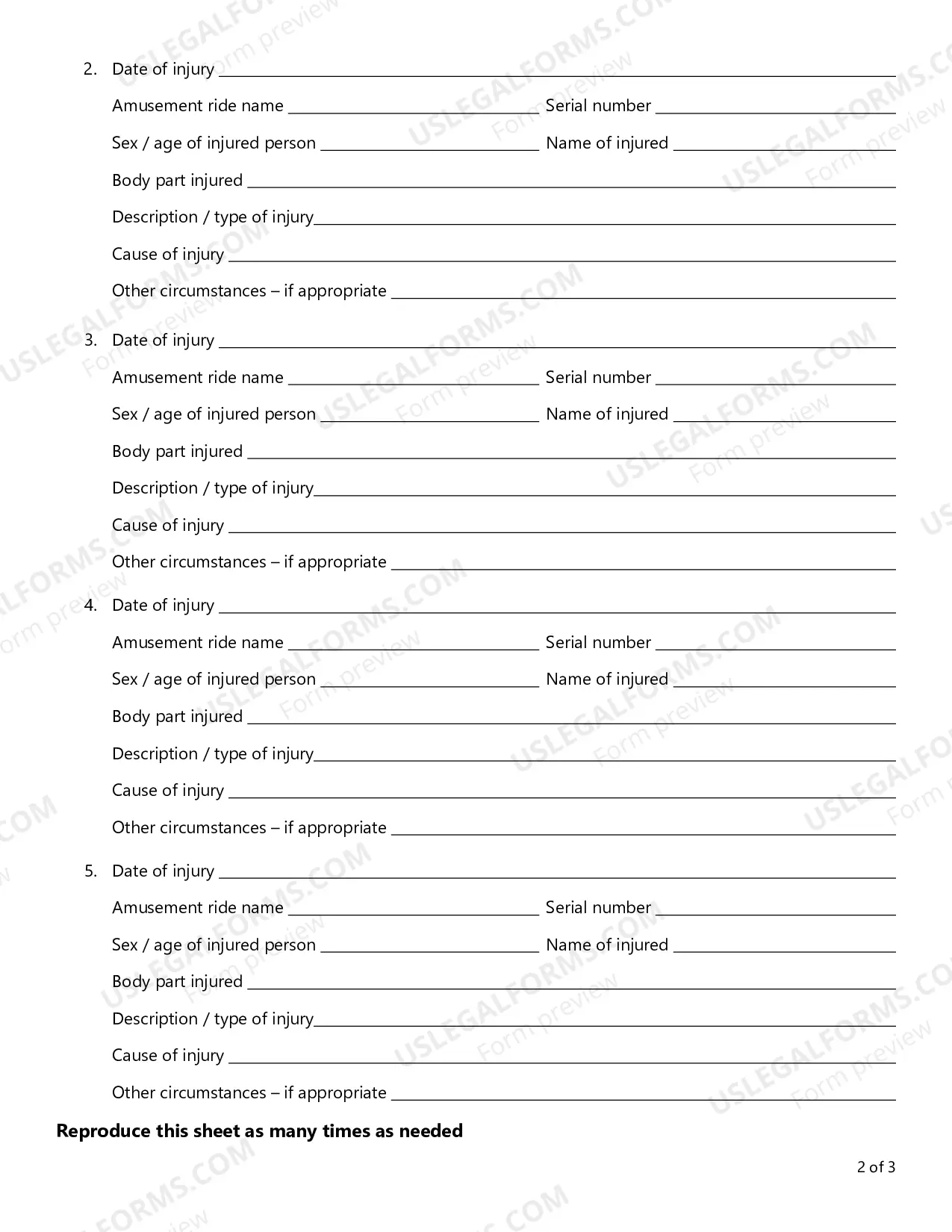 Preview Quarterly Injury Report Amusement Ride Safety Inspection and Insurance Act