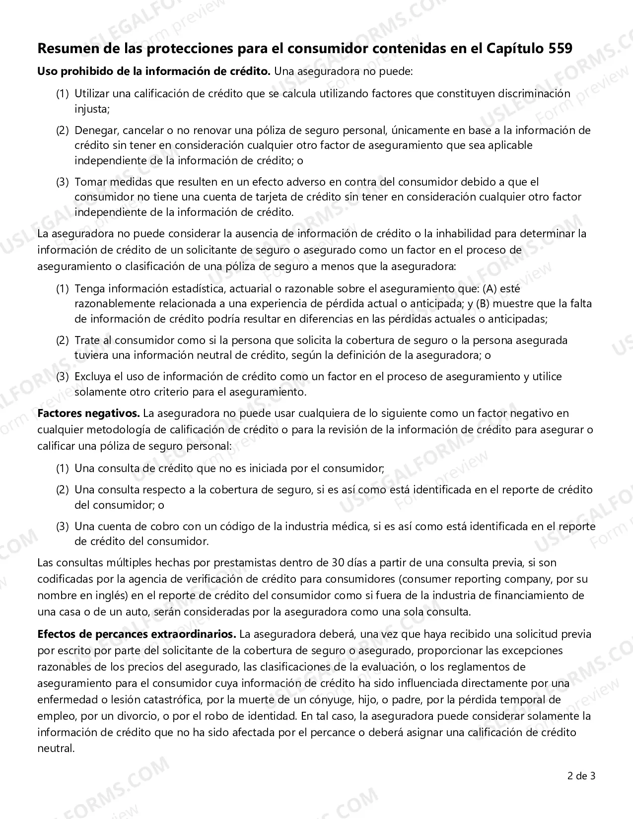 Preview El Declaracion de Divulgacion del Uso de Informacion de Credito