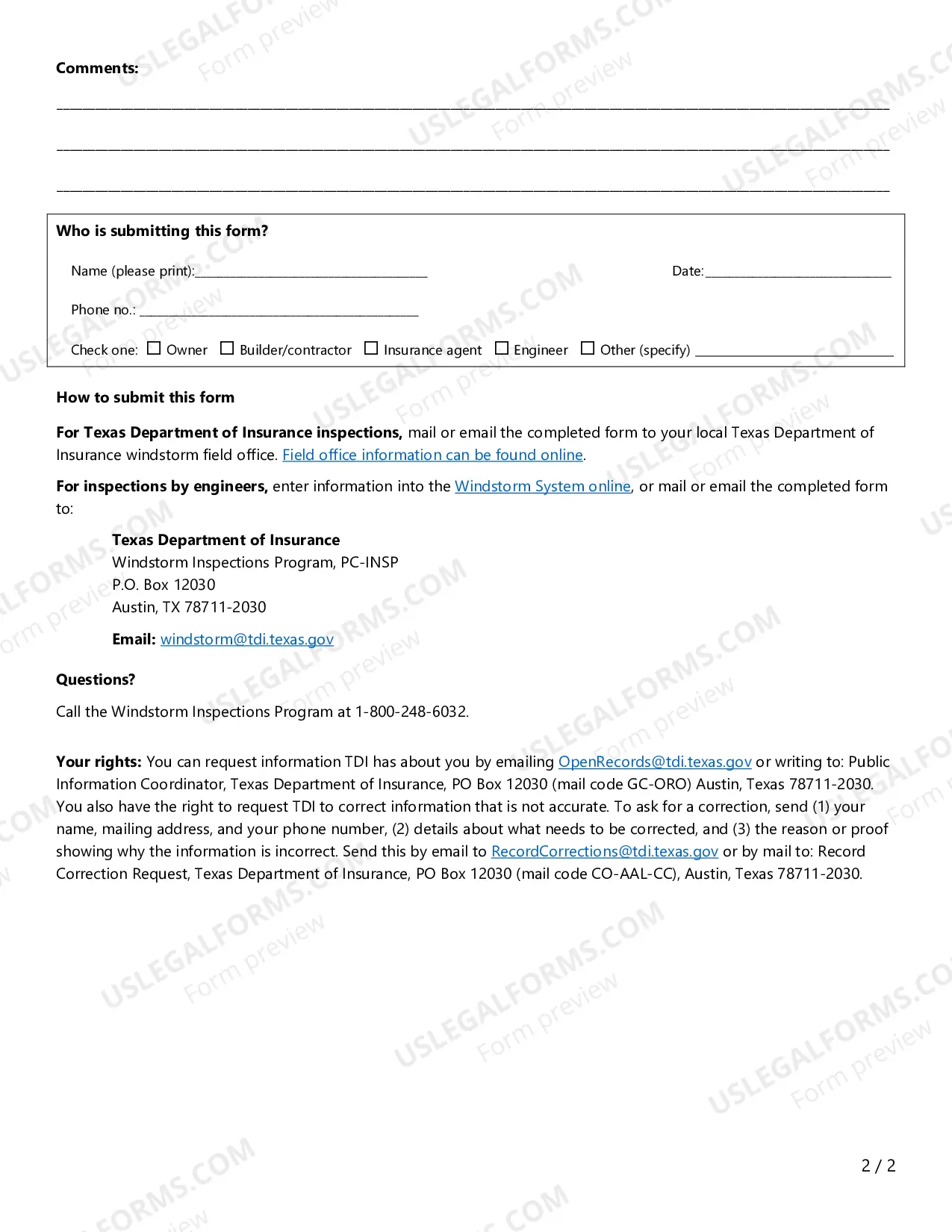 Preview Application for Windstorm Inspection Certificate of Compliance