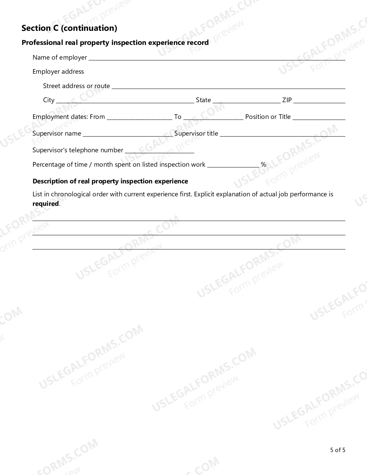 Preview VIP Application for Residential Property Inspector License/Certificate