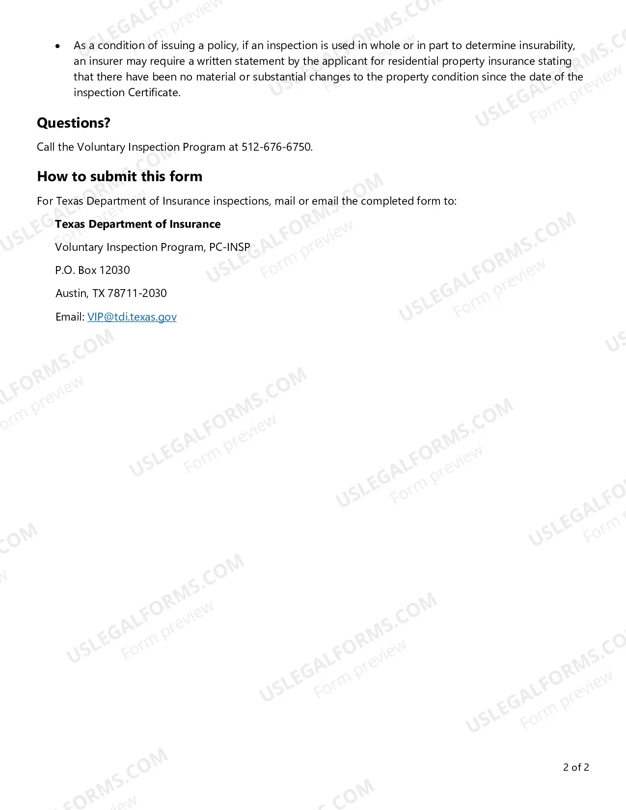 Preview Certificate of Insurability (VIP1)