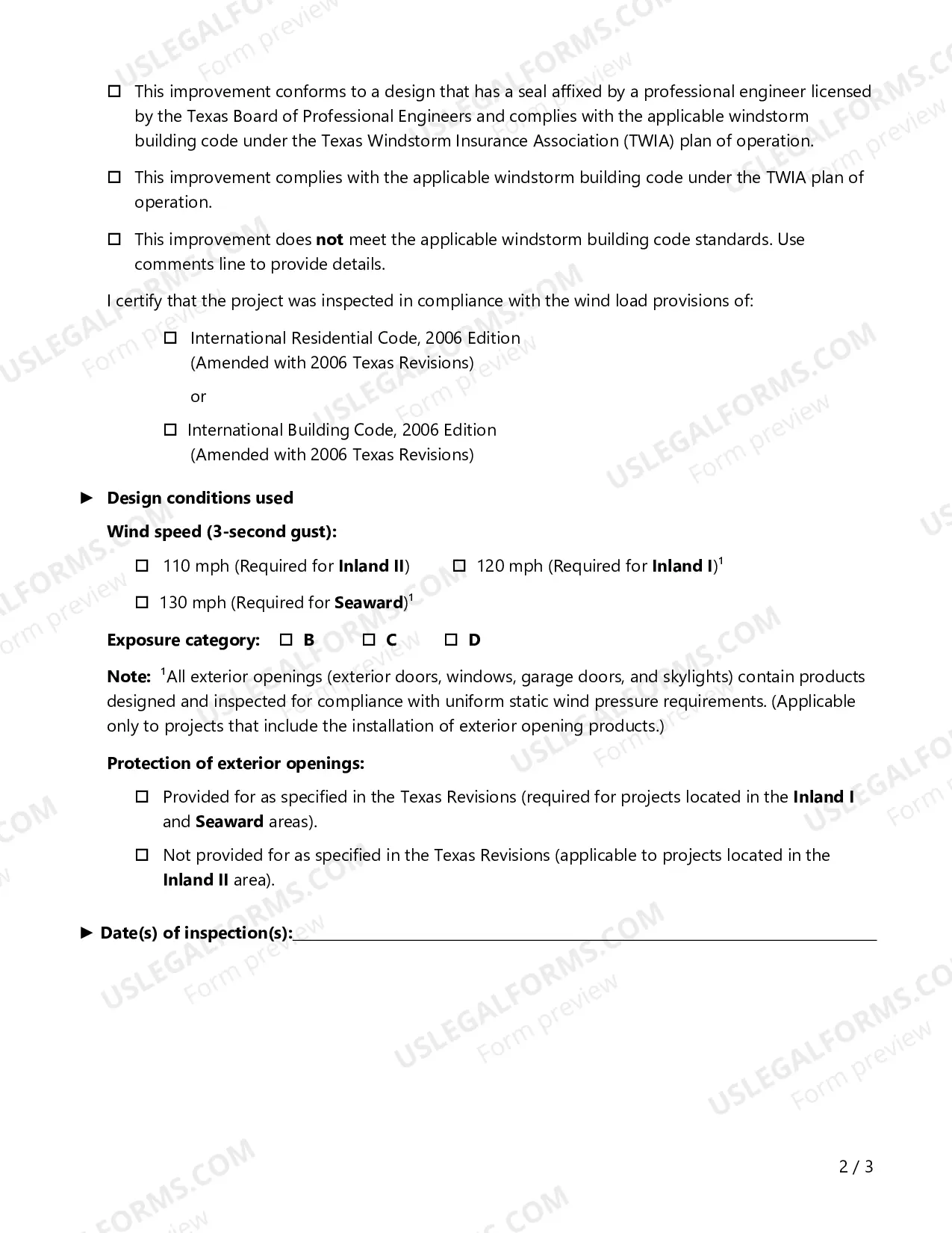 Preview Inspection Verification Form