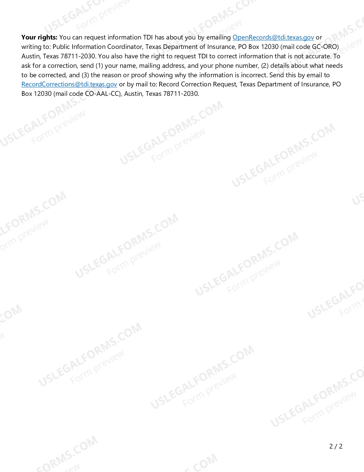 Preview Contact Information Update Request