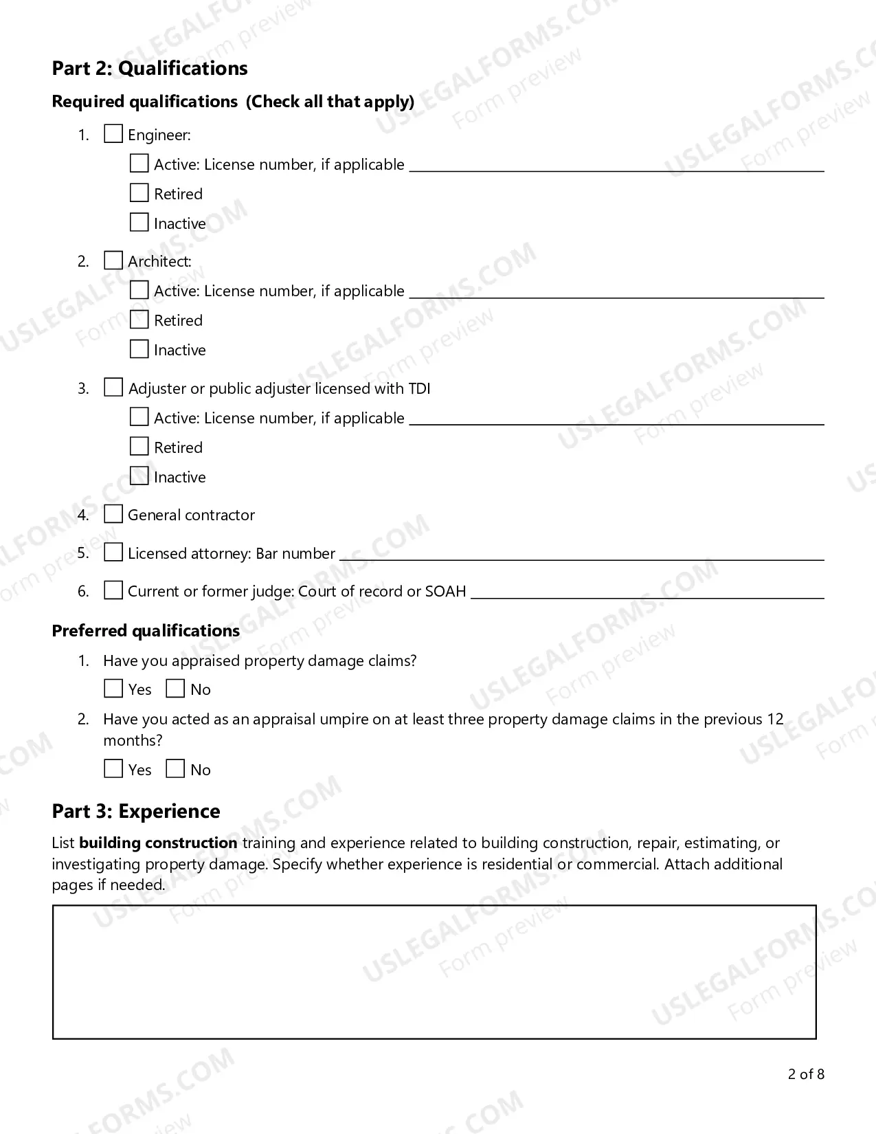 Preview Request for Application - Appraisal Umpires