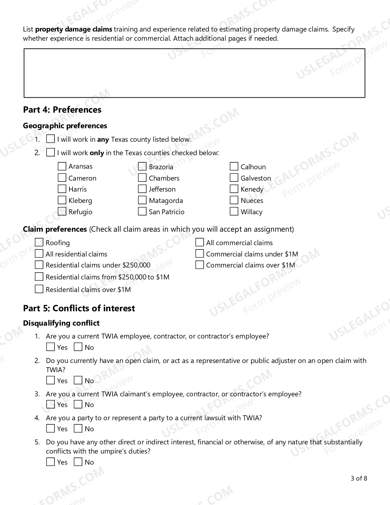 Preview Request for Application - Appraisal Umpires