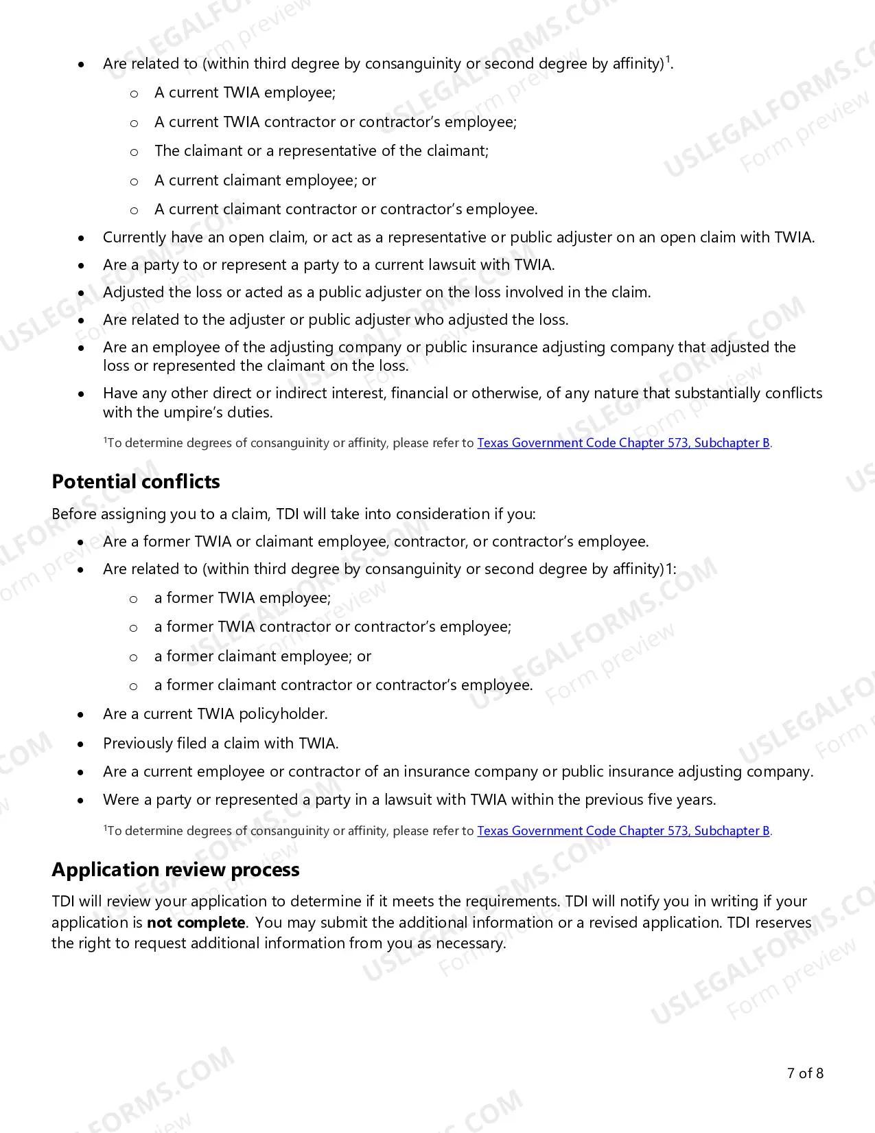 Preview Request for Application - Appraisal Umpires