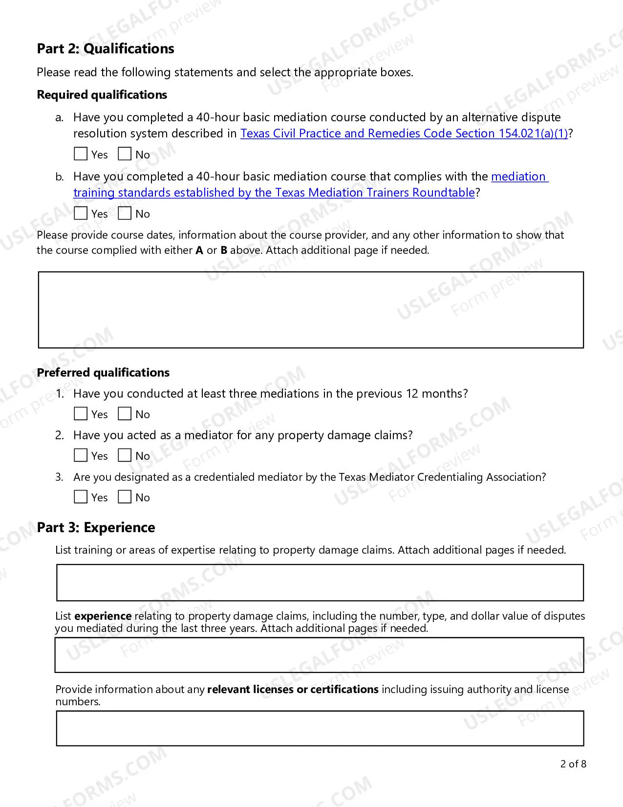 Preview Request for Application - Mediators