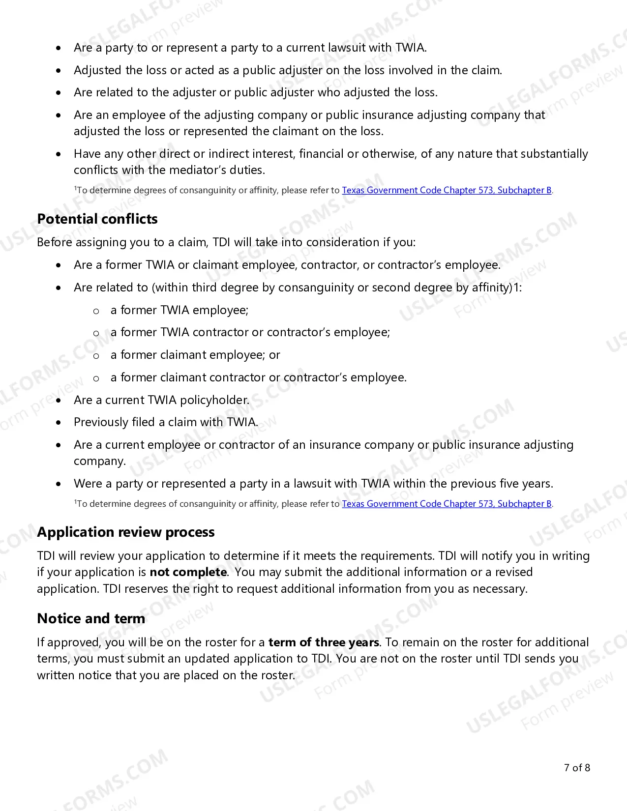 Preview Request for Application - Mediators