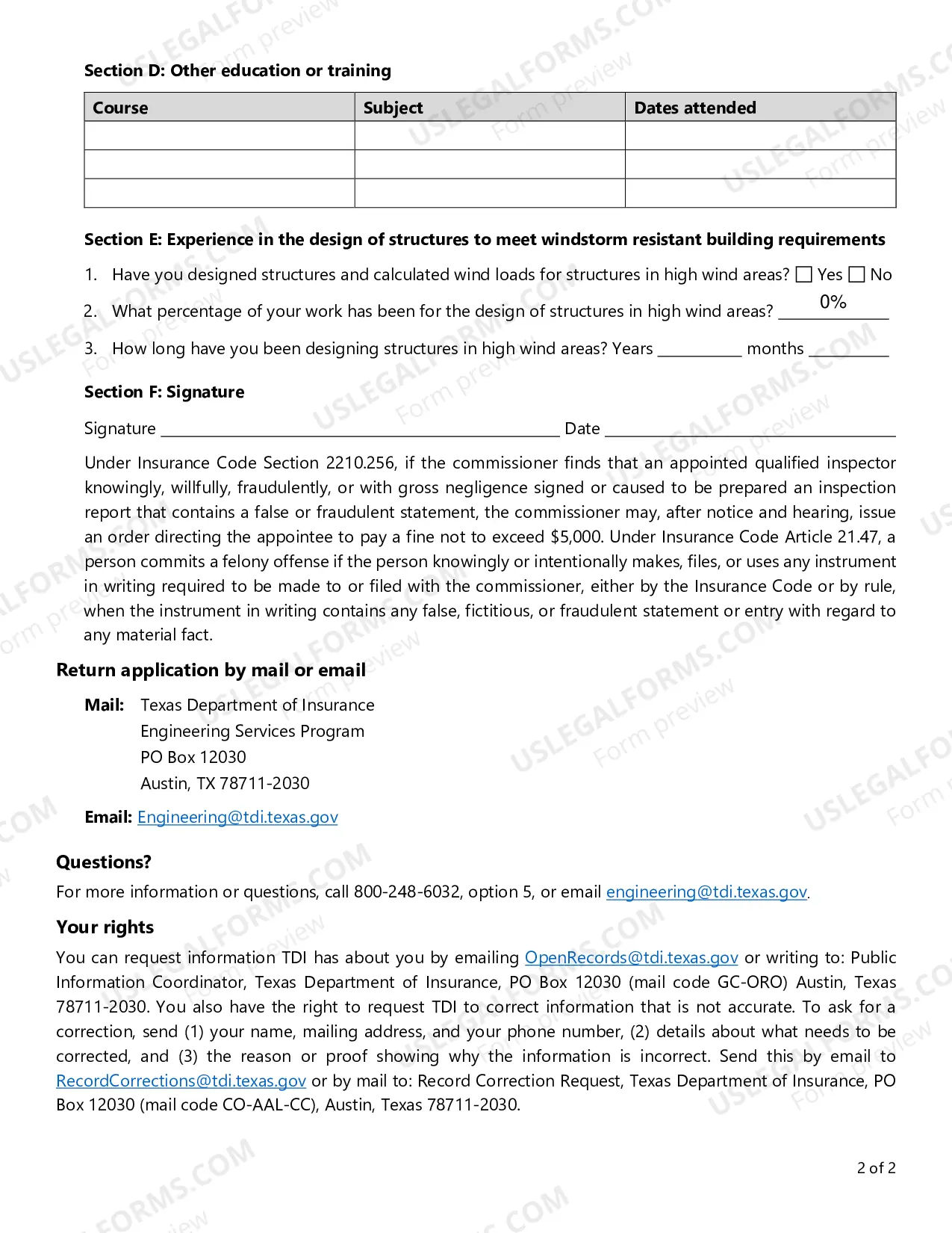 Preview Application for Appointment as a Qualified Inspector