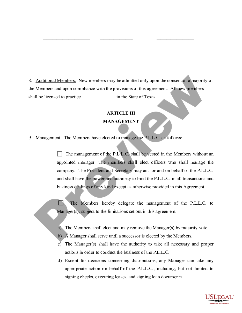 page 3 Sample Operating Agreement for Professional Limited Liability Company PLLC preview