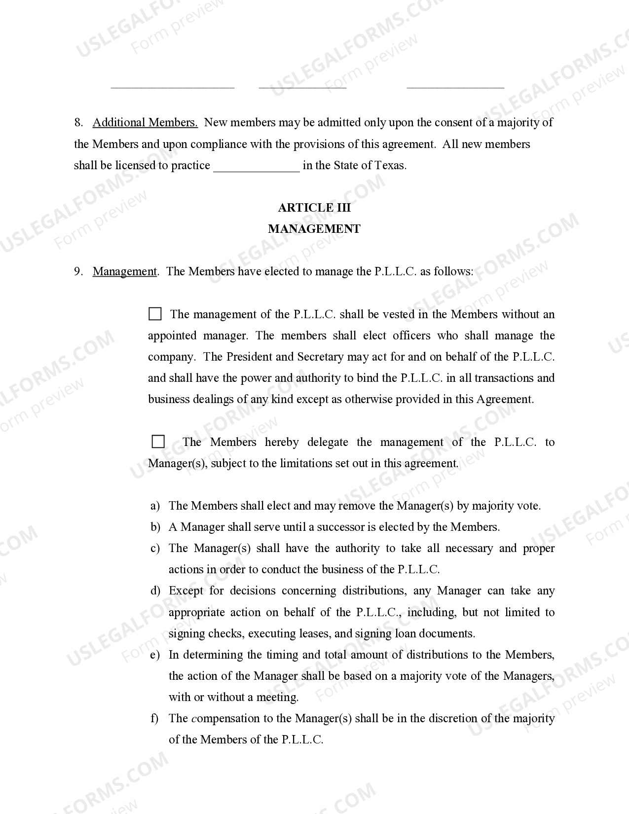 Pllc Form.pdf Texas Sample Operating Agreement for Professional Limited Liability ...
