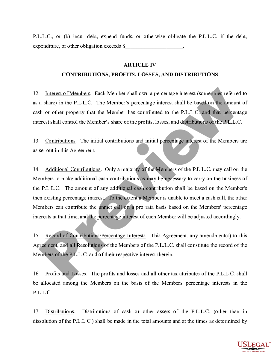 page 6 Sample Operating Agreement for Professional Limited Liability Company PLLC preview